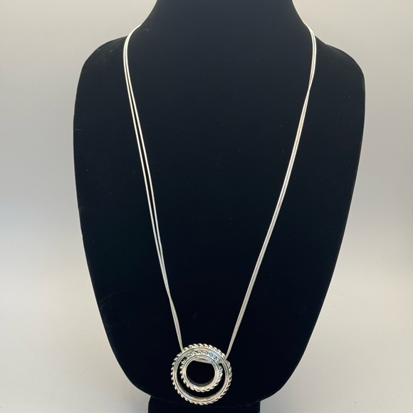 Dana Buchman Silver Double Circle Pendant Necklace - Picture 3 of 7